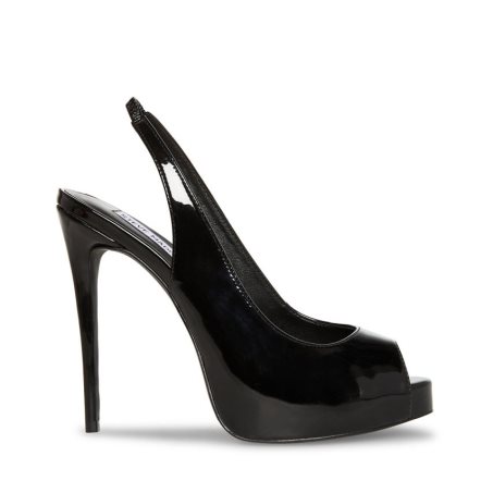 Black Steve Madden Reeva Patent Women's Heels Sandals | PH 8364QGA